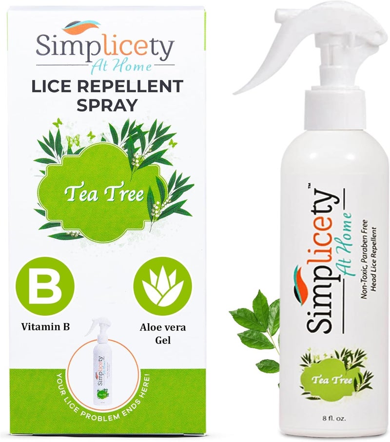 SIMPLICETY ® Lice Prevention Spray for Kids Hair (8 Fl Oz), All Natural Ingredients Lice Spray Treatment, Highly Effective Against Head Lice, Terminates Eggs, and Nits from All Hairs (Tea Tree) - Image 1